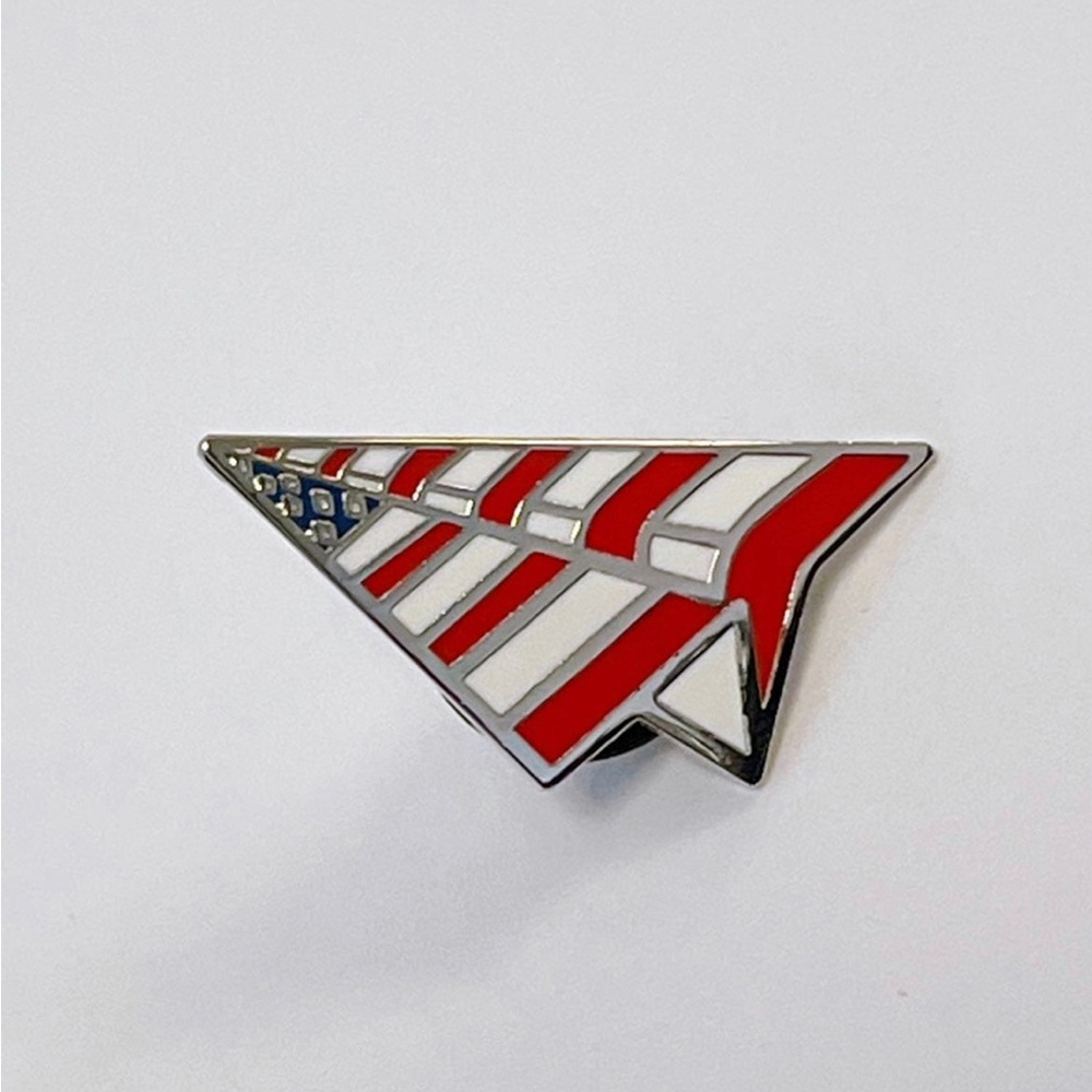 lRoc Nation Paper Plane Pin - USA Flag Red/White/Blue
